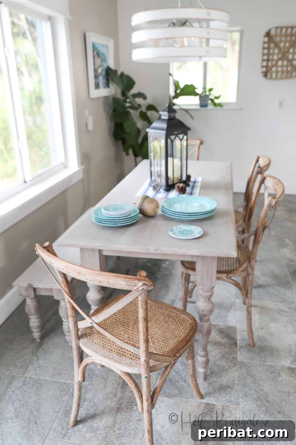44 Inspiring DIY Farmhouse Dining Table Projects 21 DIY Custom Farmhouse Dining Table with Coastal Flair