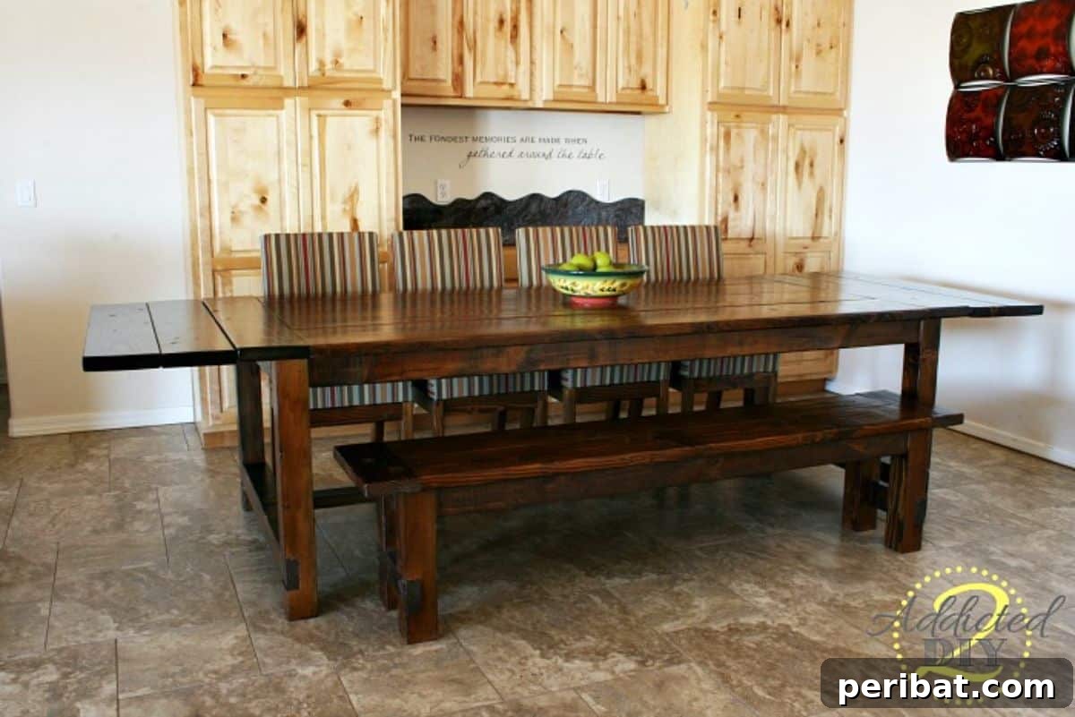 44 Inspiring DIY Farmhouse Dining Table Projects 23 DIY Farmhouse Table With Extensions for large gatherings