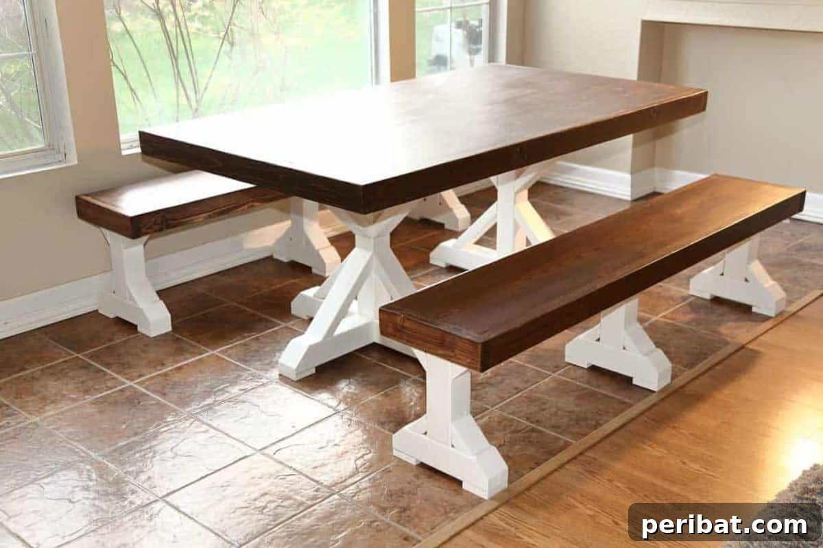 44 Inspiring DIY Farmhouse Dining Table Projects 25 DIY Farmhouse Bench tutorial