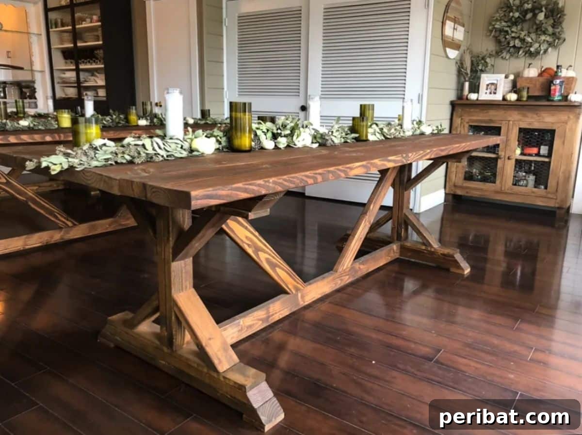 44 Inspiring DIY Farmhouse Dining Table Projects 39 DIY Rustic Farmhouse Table for wedding reception