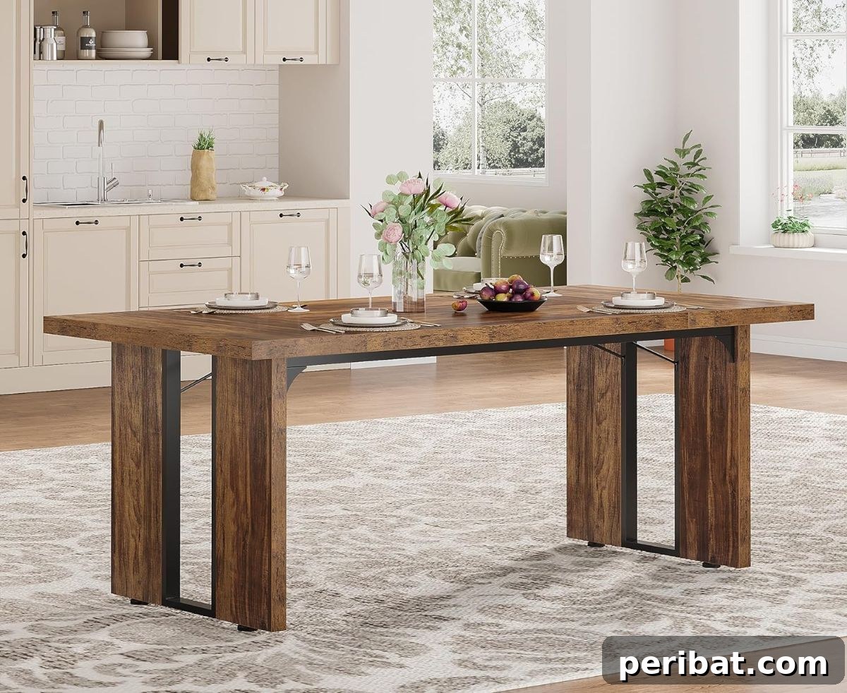 44 Inspiring DIY Farmhouse Dining Table Projects 41 Tribesigns 71" Large Dining Table, Modern Farmhouse Style