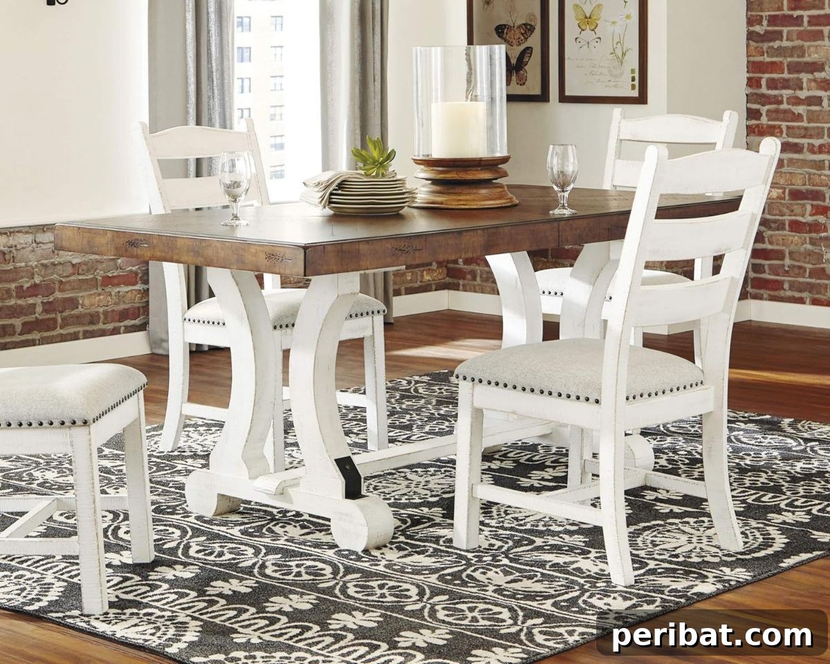 44 Inspiring DIY Farmhouse Dining Table Projects 43 Signature Design by Ashley Valebeck Farmhouse Rectangular Extension Dining Table