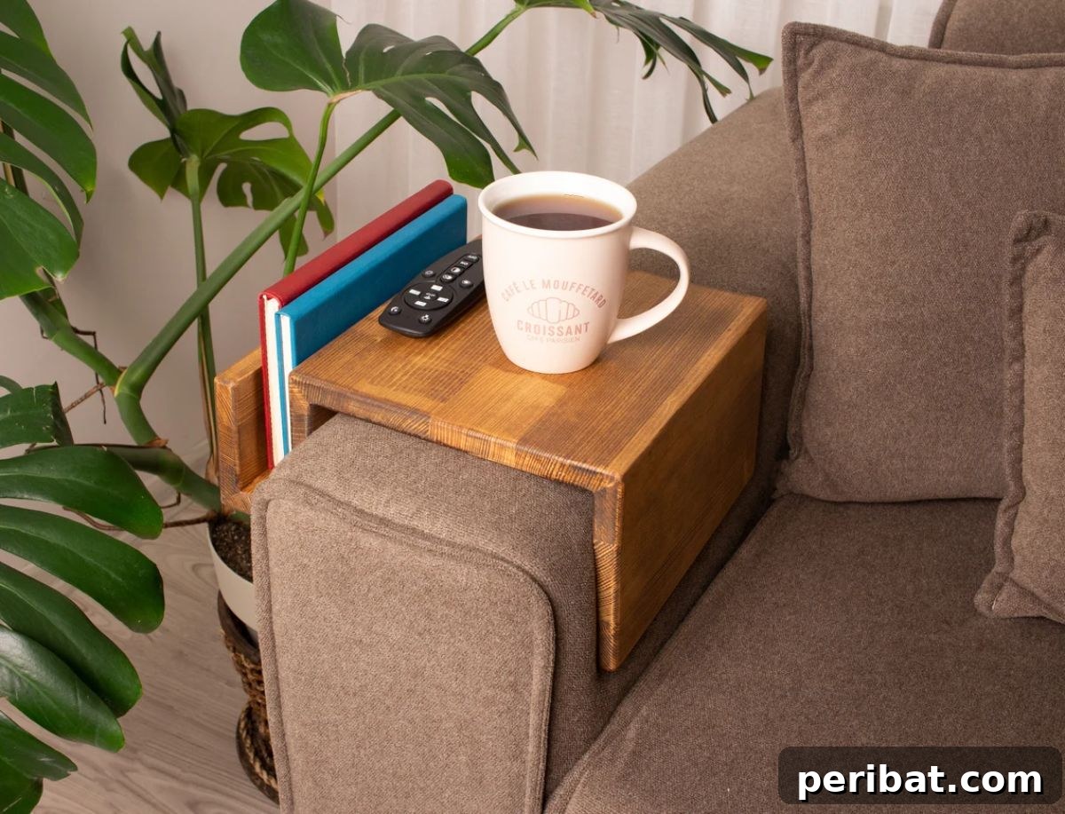 Spruce Wood Functional Armrest Table for Any Couch