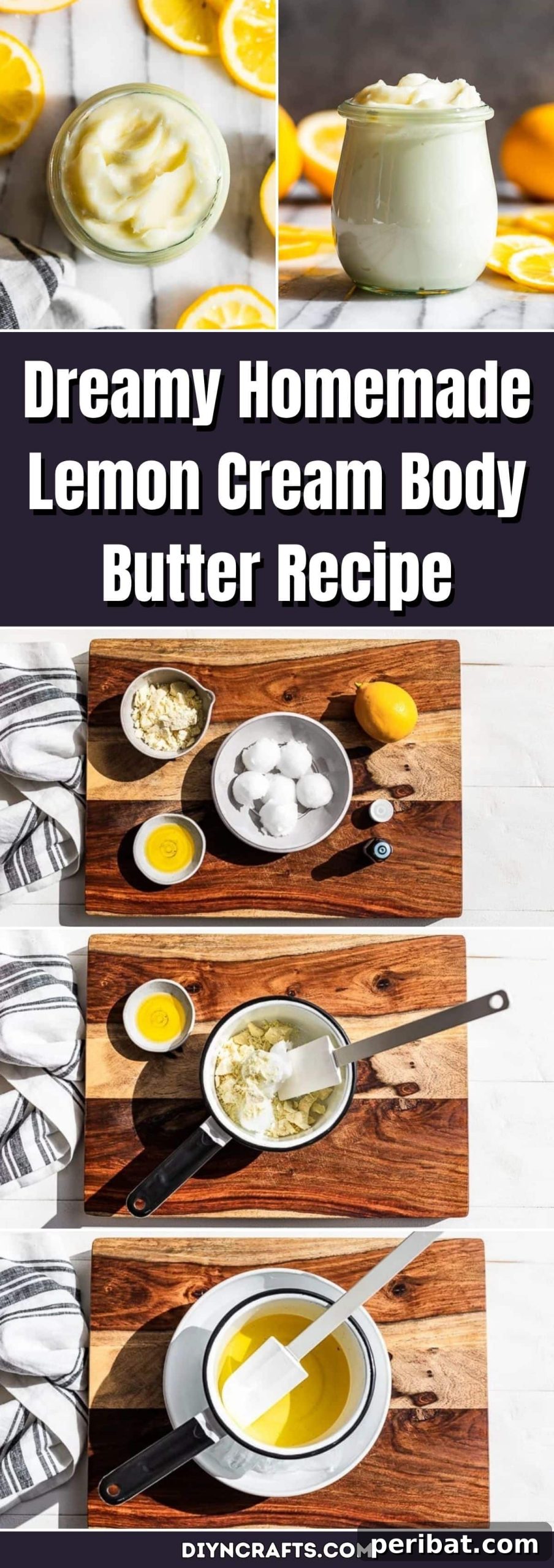 Dreamy Homemade Lemon Cream Body Butter Recipe pinterest image