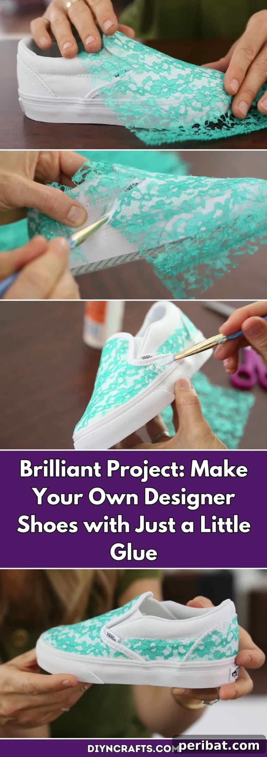 Design Your Own Shoes With A Touch Of Glue 2 Transform plain canvas sneakers into unique designer shoes with lace and glue – a creative DIY project for personalized footwear