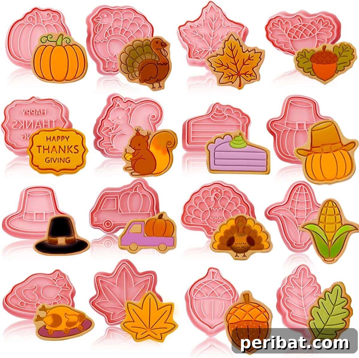 Homemade Fall Cookie Decorating Adventures 35 16-Piece Fall Thanksgiving Cookie Cutters With Plunger Stamps