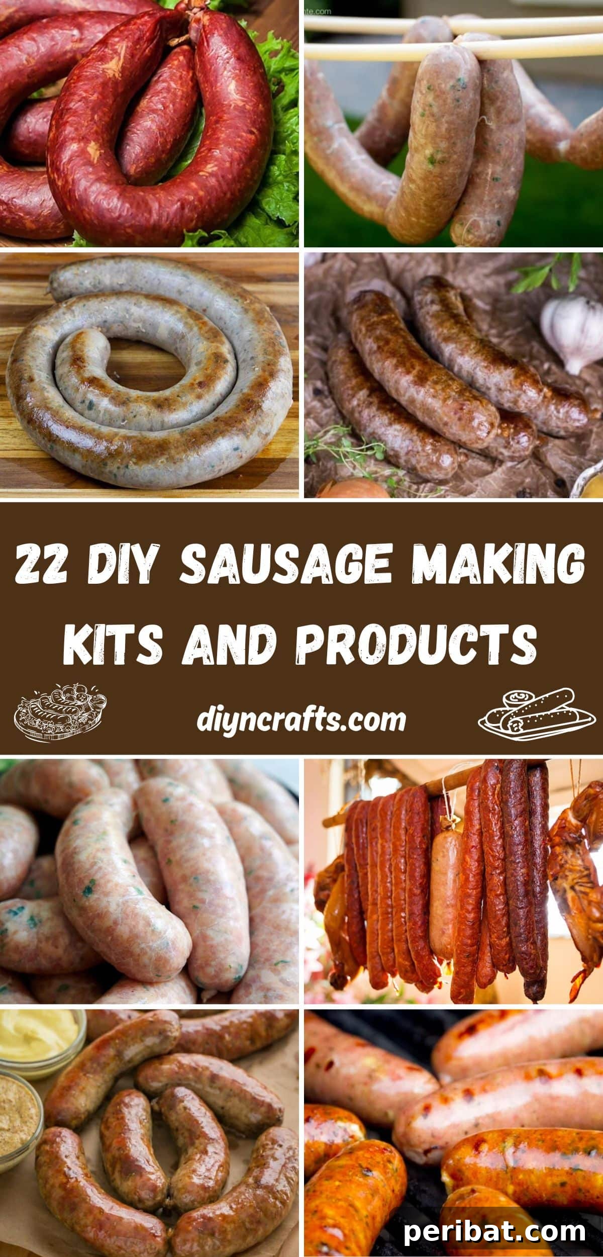 22 DIY Sausage Making Kits and Products collage.