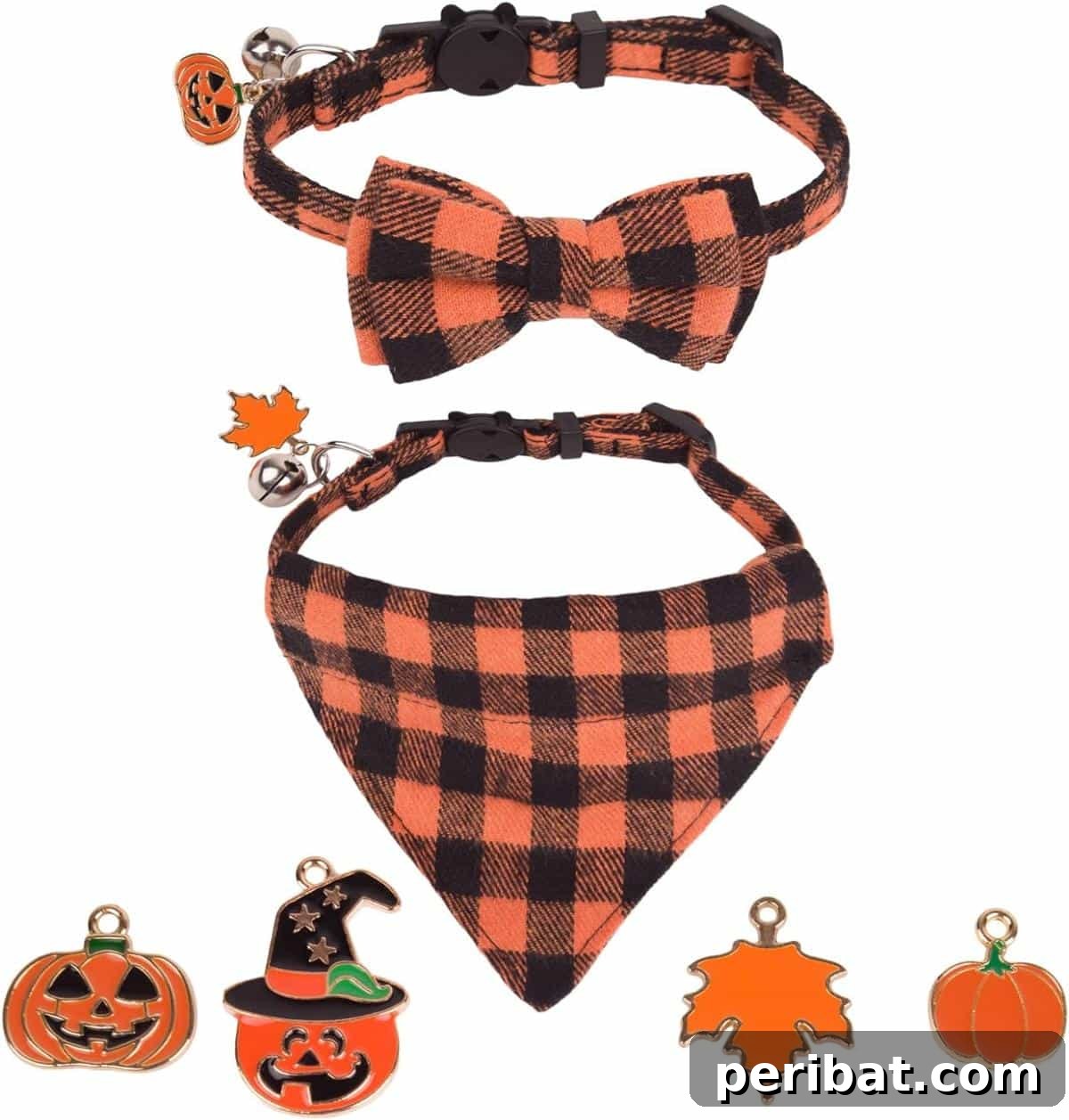 DIY Pumpkin Maple Charm Cat Collars, perfect for autumn festivities.