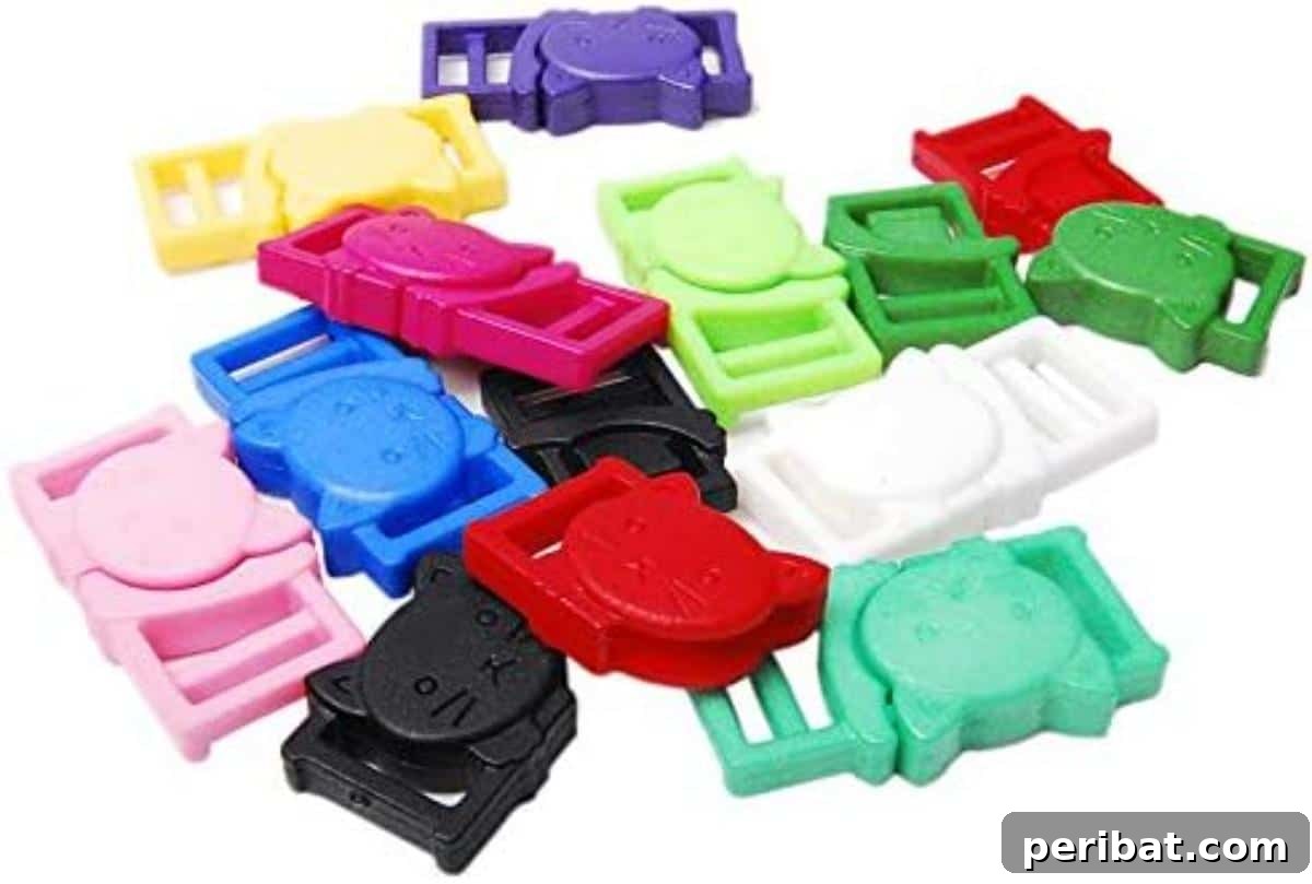 Safety Breakaway Buckles for DIY Cat Collar Accessory, crucial for feline safety.