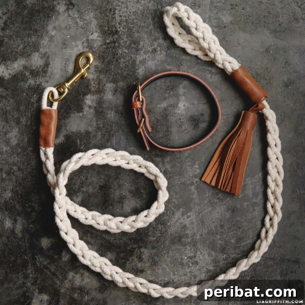 34 Creative Canine Collar Projects 5 Braided Rope Dog Leash With Leather Details
