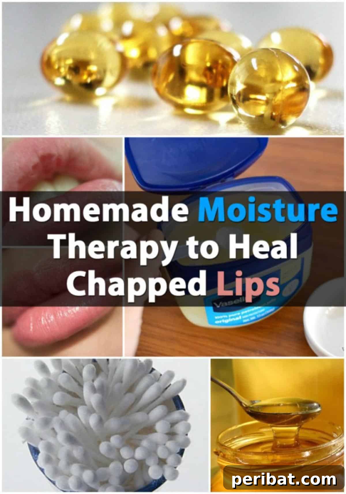 25 Homemade Lip Balm Recipes and Essential Supplies 3 Homemade Moisture Therapy To Heal Chapped Lips: A soothing blend of honey and Vaseline for overnight repair.