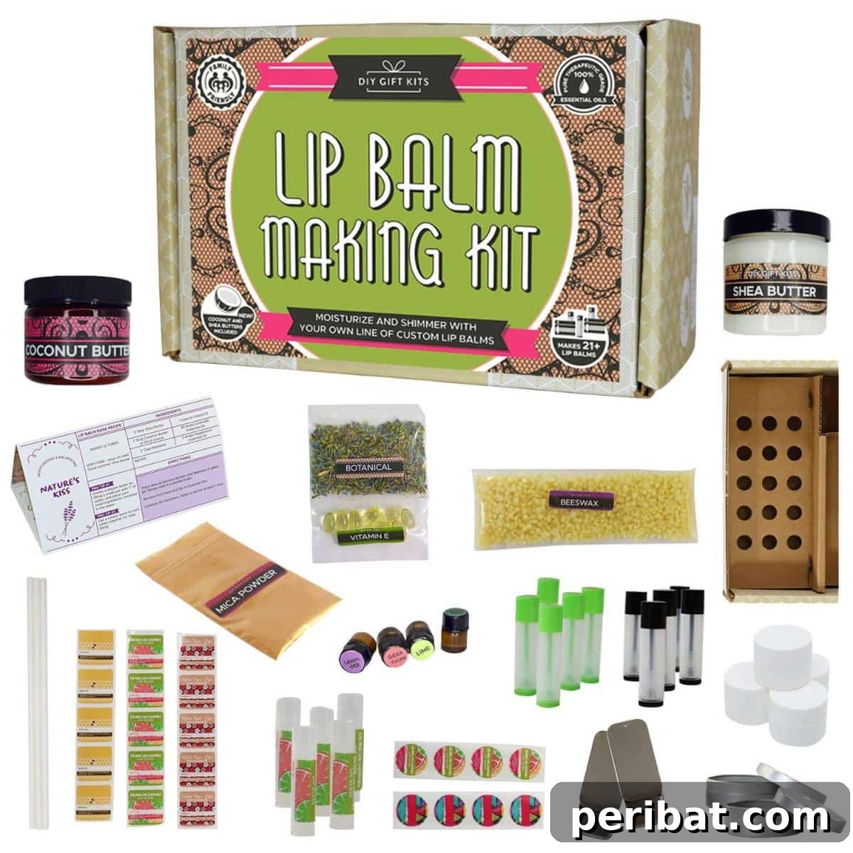 25 Homemade Lip Balm Recipes and Essential Supplies 25 DIY Gift Kits 73-Piece DIY Lip Balm Kit: A goldmine for beauty enthusiasts to create customized, nourishing lip care products.
