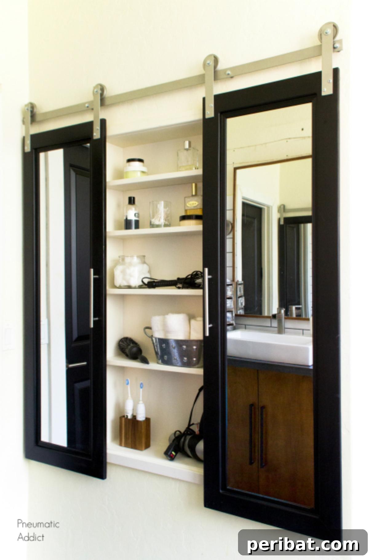 30 Clever DIY Medicine Cabinet Solutions 20 DIY Barn Door Medicine Cabinet for a Modern Master Bathroom