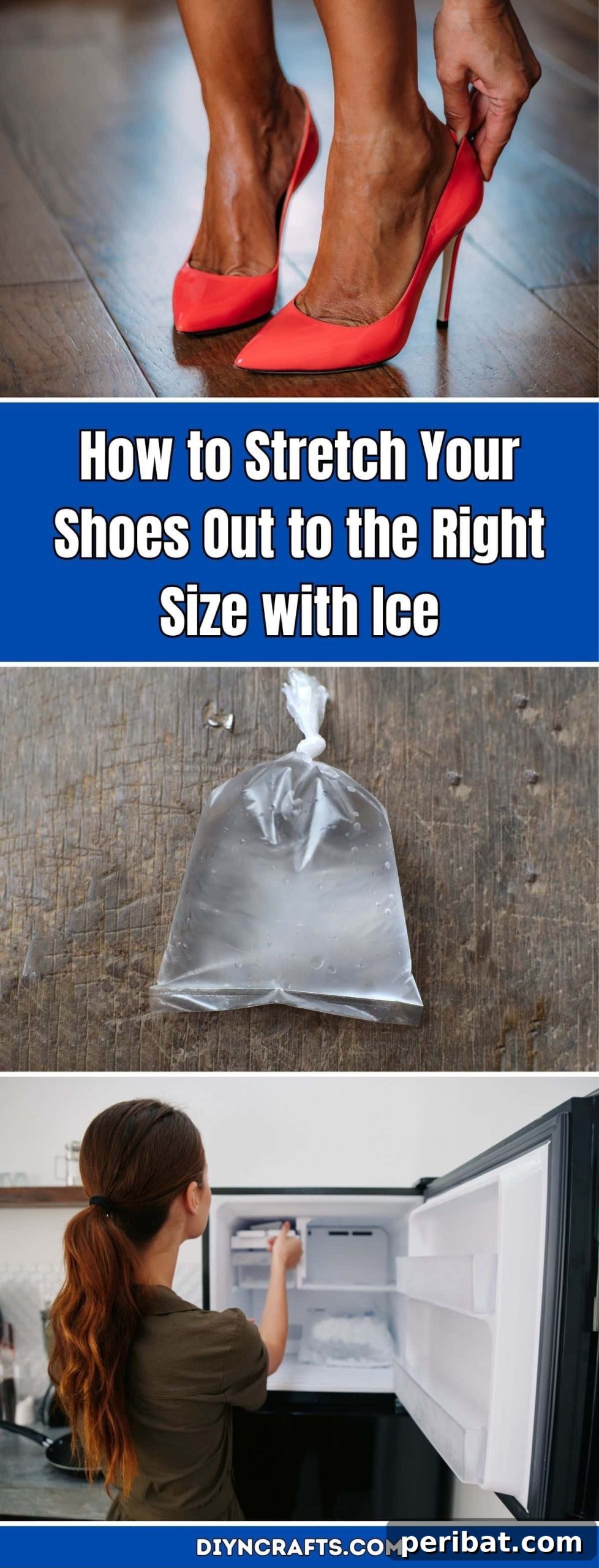 Ice Hack for Perfectly Fitting Shoes 2 How to Stretch Your Shoes Out to the Right Size with Ice - DIY shoe stretching hack to make tight shoes fit comfortably