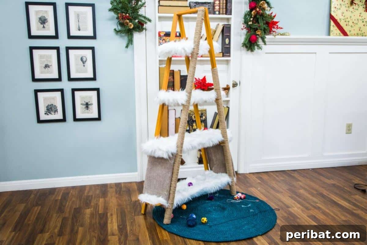 Feline Fun Zones 20 Easy DIY Builds 9 DIY Tree Wood Ladder Cat Tree