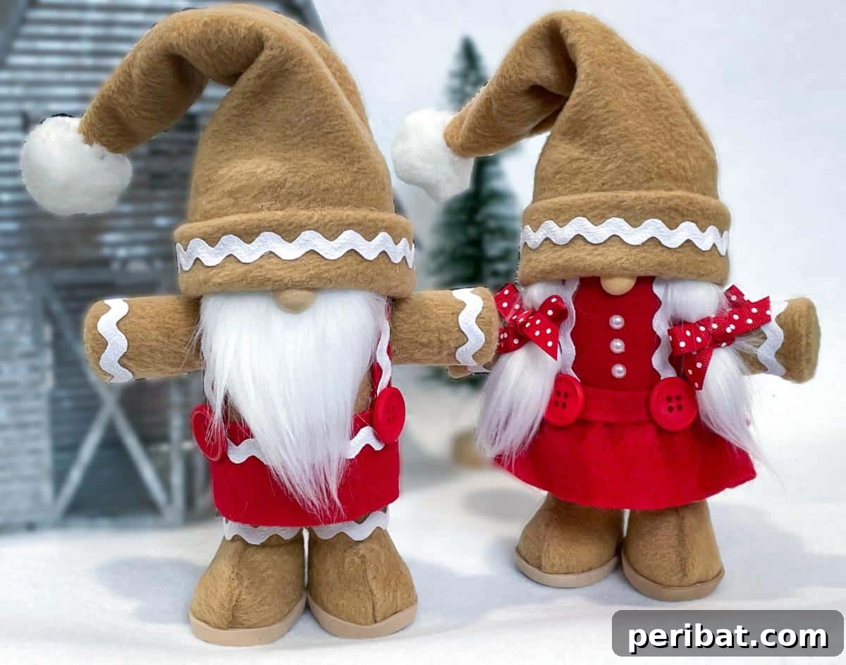46 Cozy DIY Winter Gnome Crafts 18 DIY Gingerbread Man and Lady Gnomes