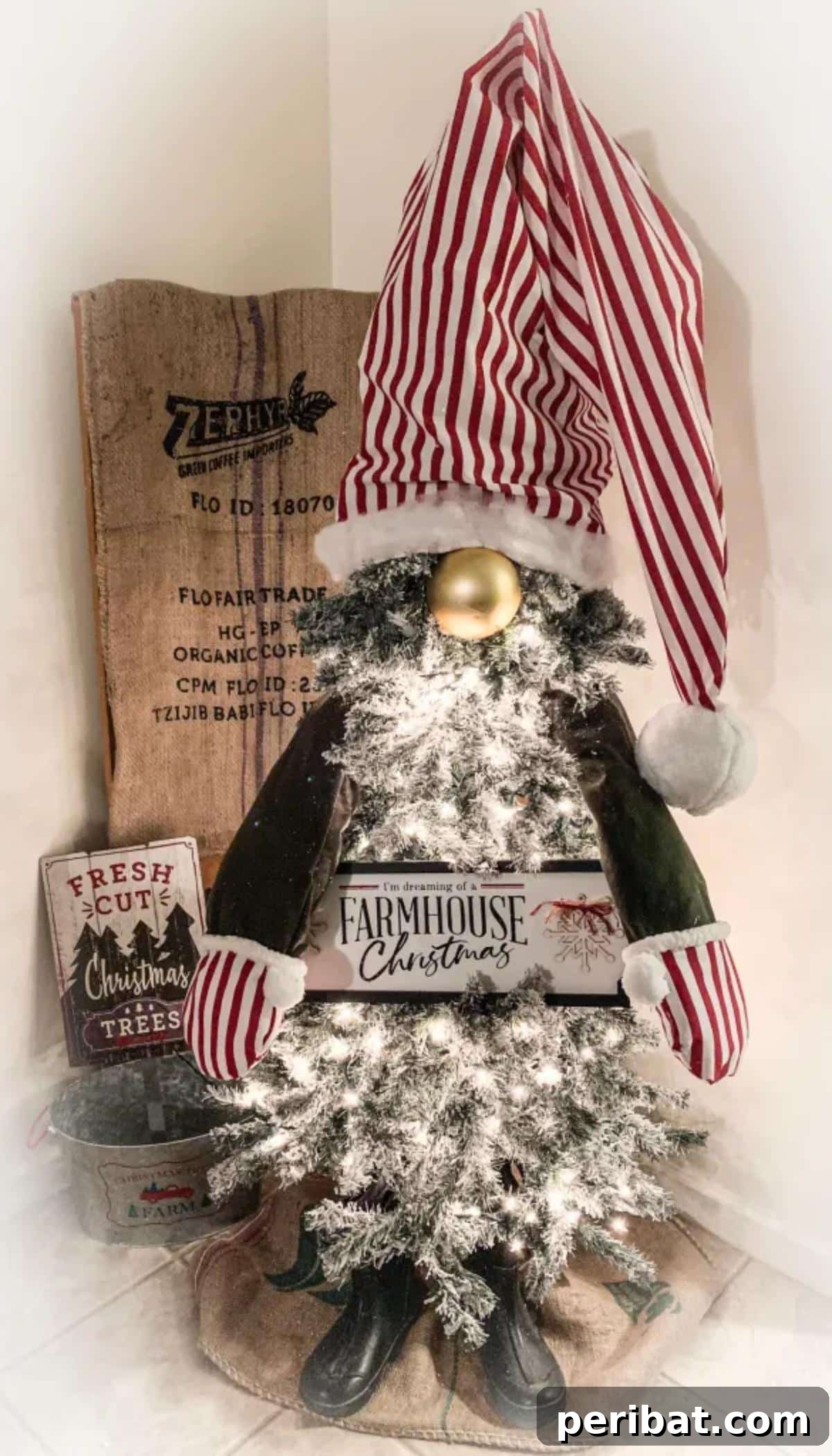 46 Cozy DIY Winter Gnome Crafts 21 6-Foot Flocked Gnome Christmas tree