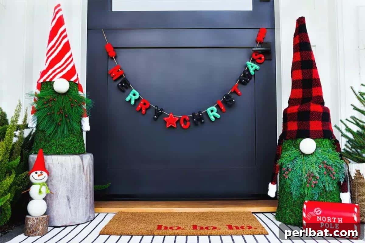 46 Cozy DIY Winter Gnome Crafts 6 DIY Christmas Gnome for a Whimsical Porch Decoration