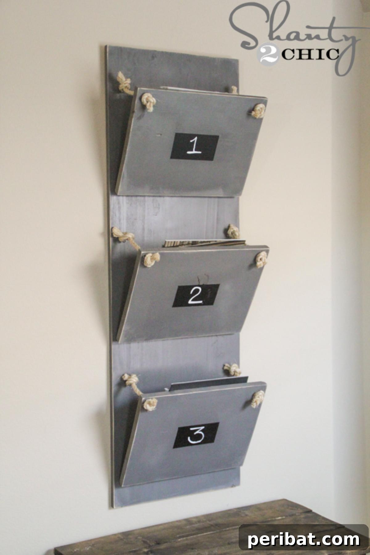 Elegant DIY Chalkboard Magazine Holder with rope details