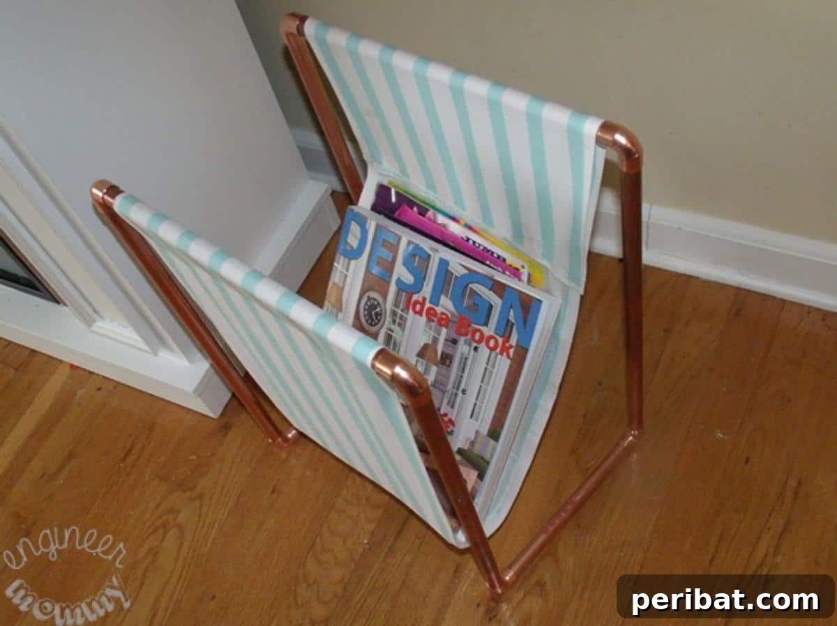 Chic and sturdy DIY Copper Pipe Magazine Holder