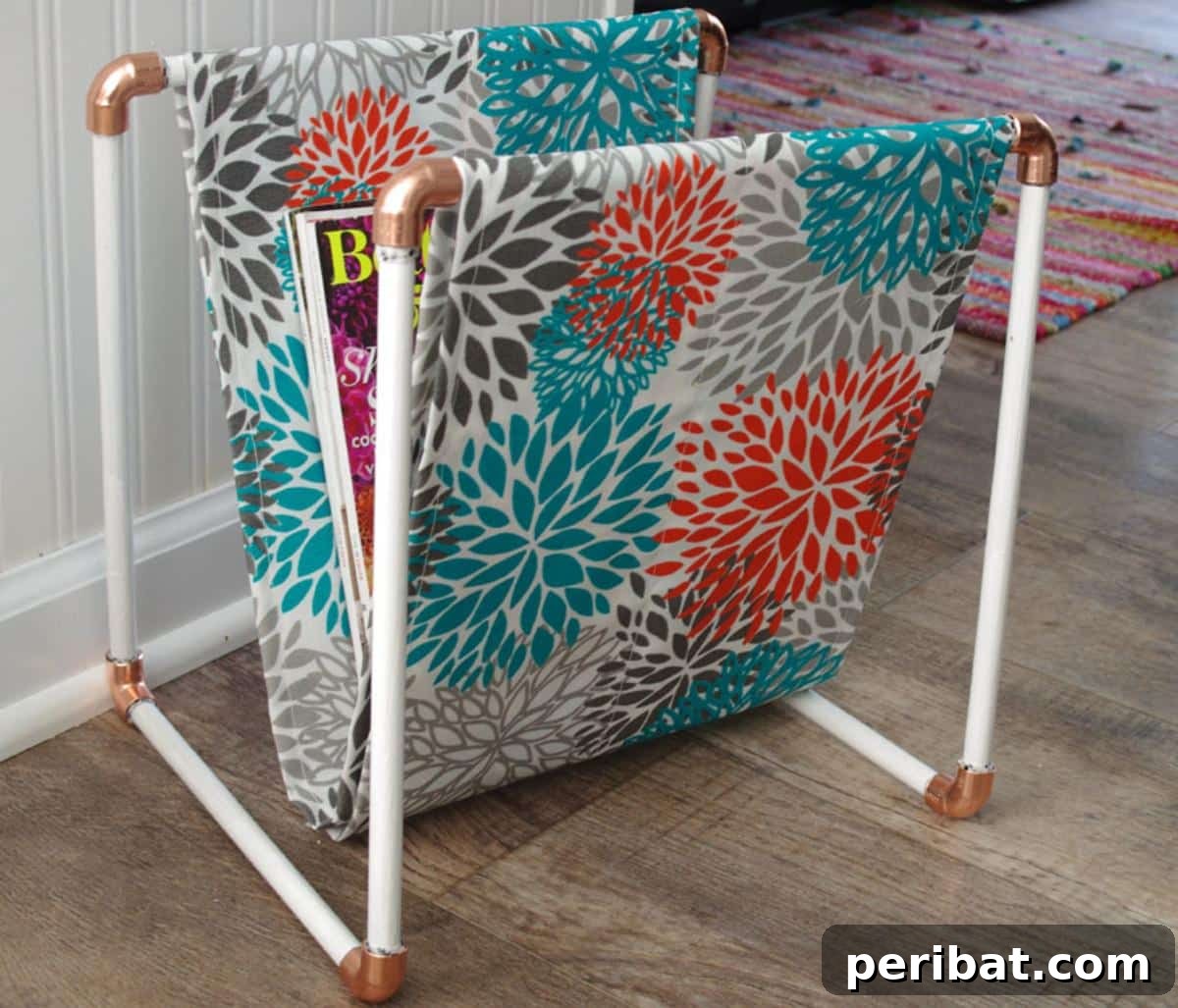 Elegant DIY Copper and Wood Magazine Rack for stylish storage