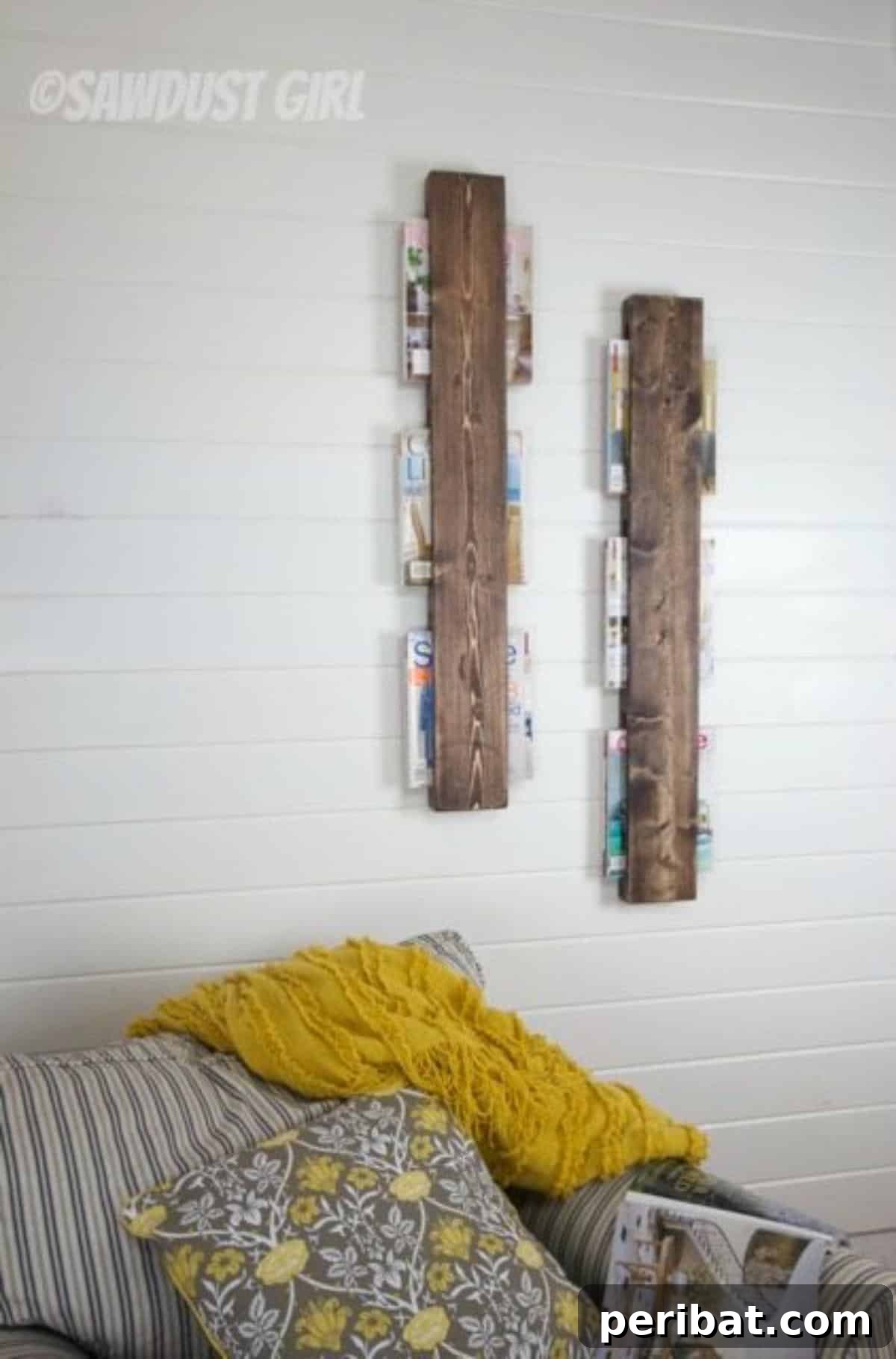 Handcrafted DIY Wood Wall-Mounted Magazine Holder