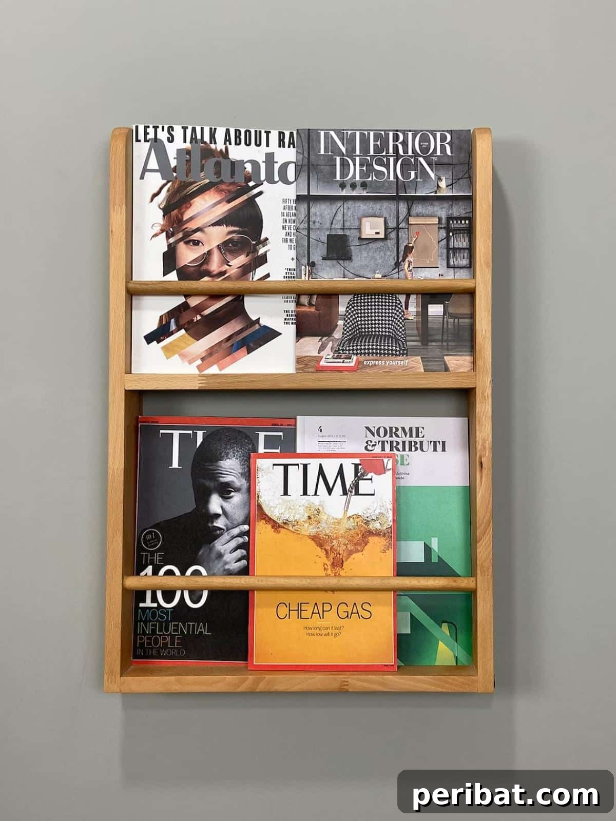 Sleek DIY Wood Wall-Mounted Magazine Shelf for minimalist decor