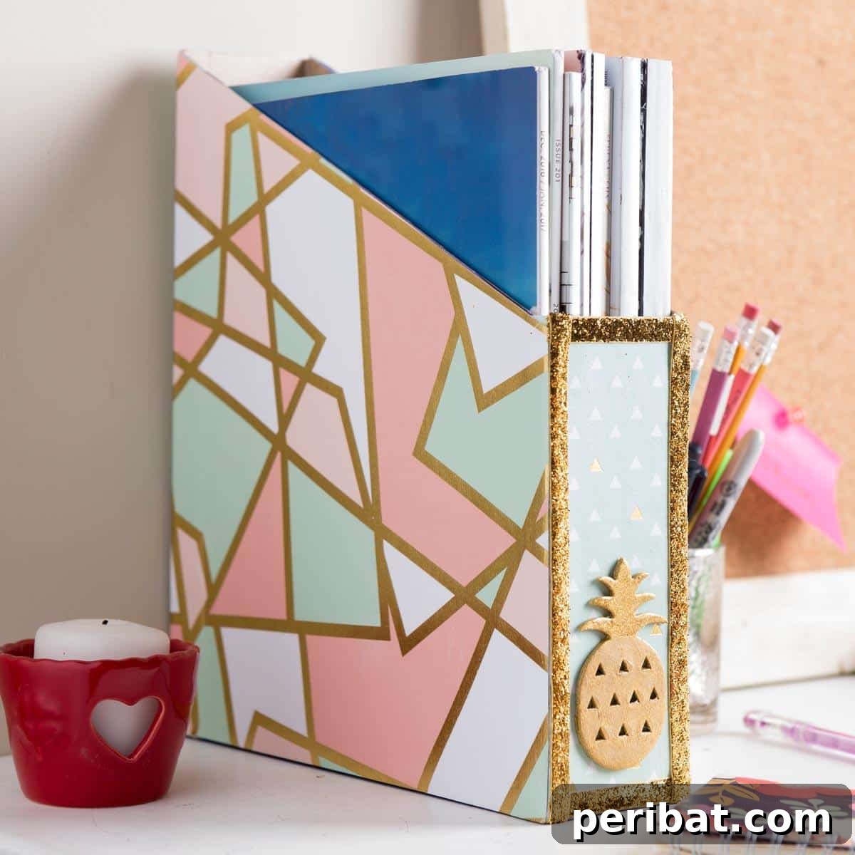 Chic DIY Magazine Holder made from upcycled cereal boxes