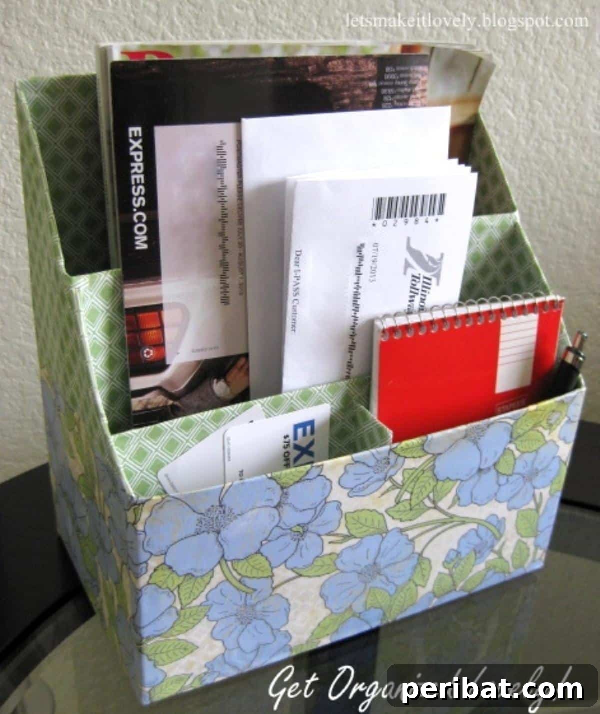 Custom DIY Magazine and Mail Holder from everyday items