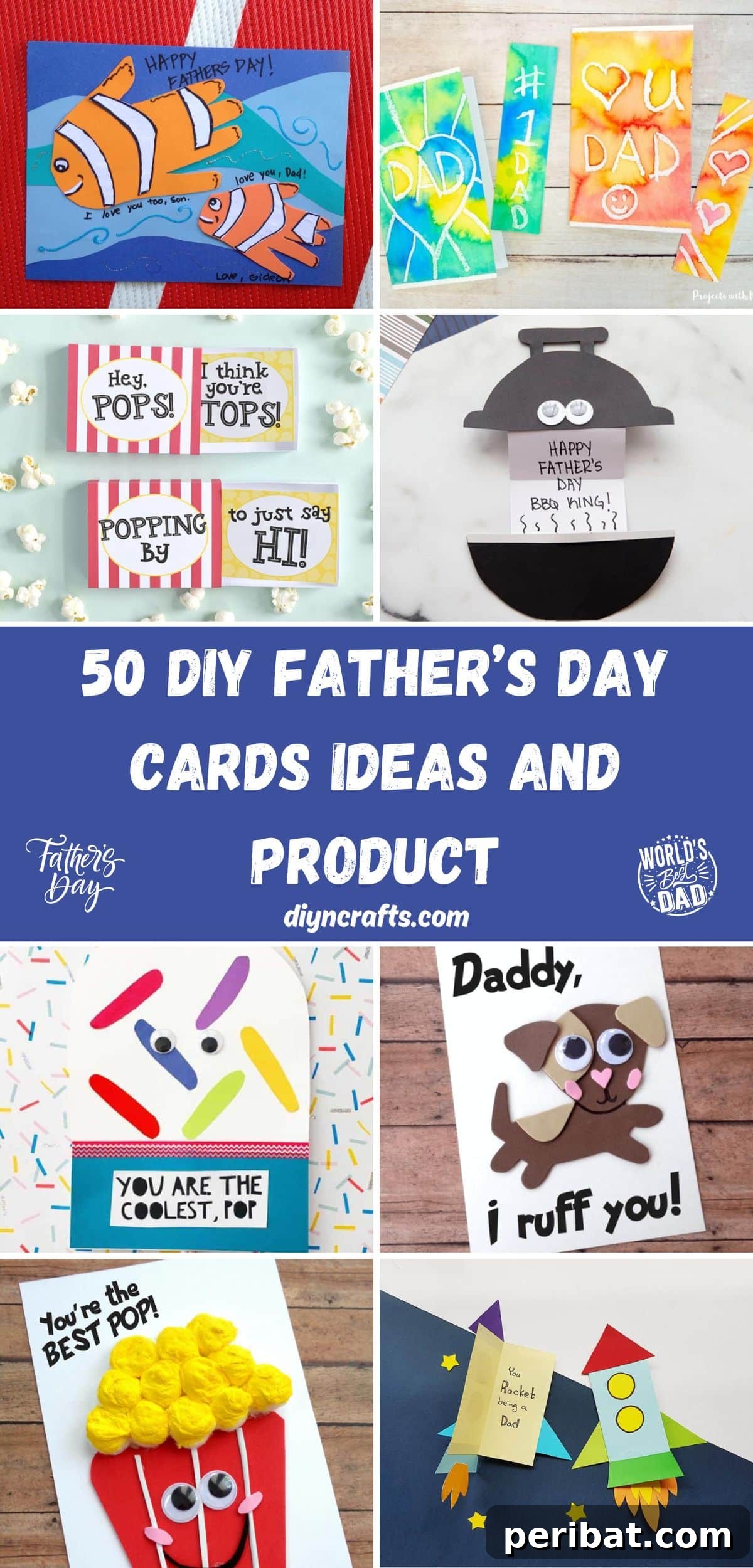 50 DIY Father’s Day Cards Ideas and Product collage.