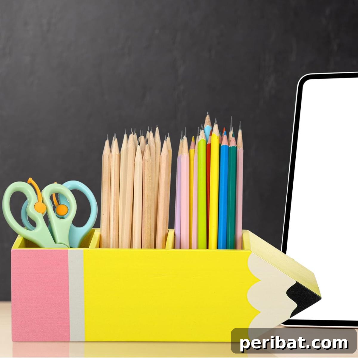 Wooden Desk Pencil Holder, a multifunctional hexagonal design for office, classroom, or creative spaces.