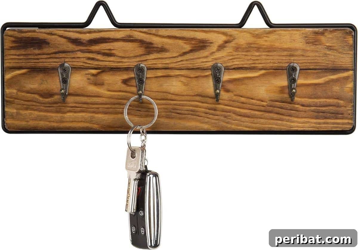 47 Clever DIY Key Holder and Organizer Projects 22 Solid Burnt Wood Rustic Key Holder