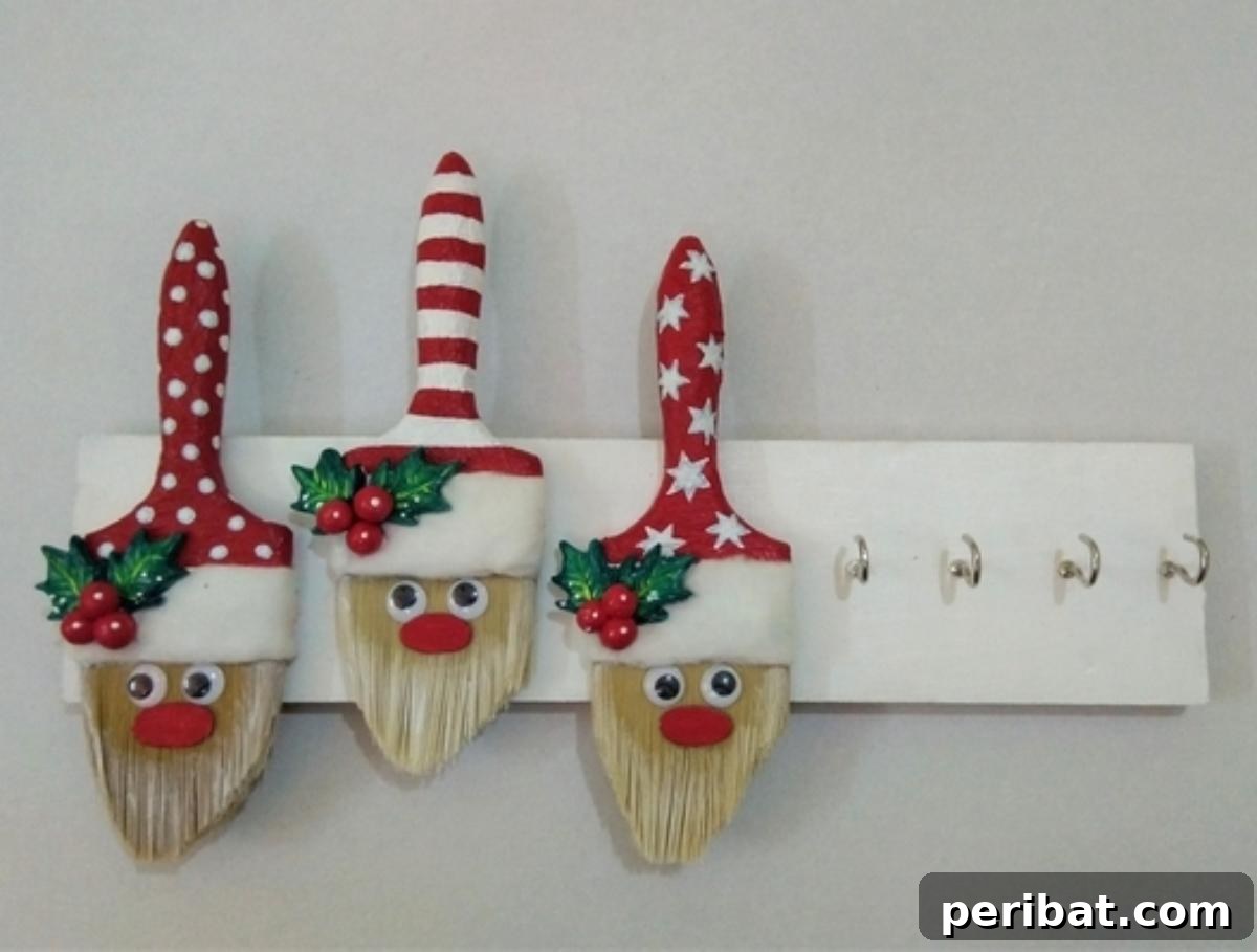 47 Clever DIY Key Holder and Organizer Projects 46 DIY Key Holder Brush Santa