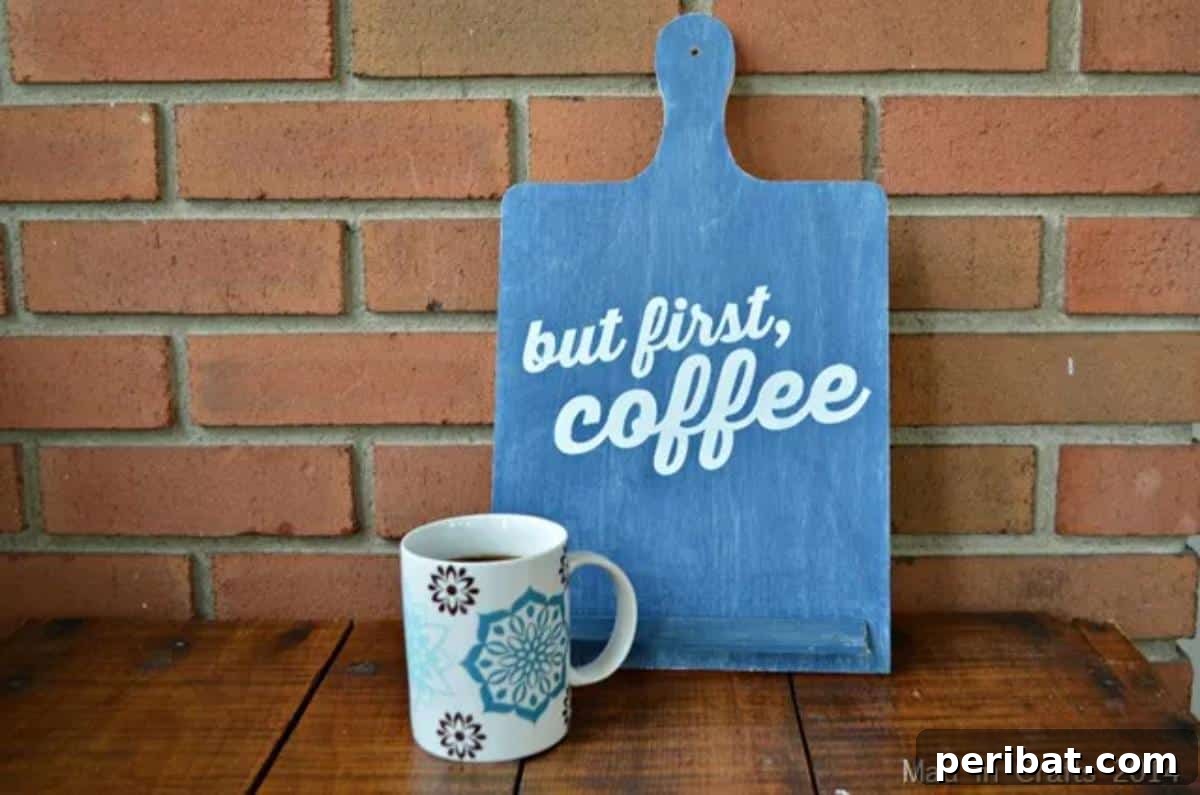 21 Homemade Coffee Nook Signs to Personalize Your Kitchen 12 DIY Stenciled 'But First, Coffee' Sign, offering a crisp, professional look.