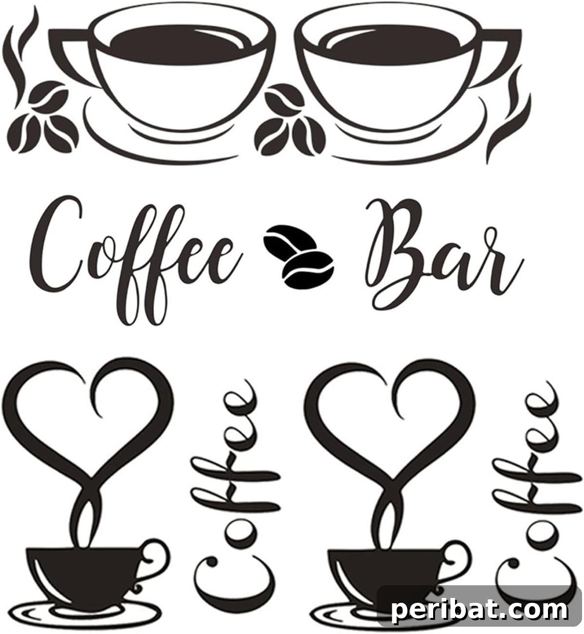 21 Homemade Coffee Nook Signs to Personalize Your Kitchen 22 3-Piece Coffee Wall Decor Stickers for DIY Coffee Signs, offering versatile decoration options.