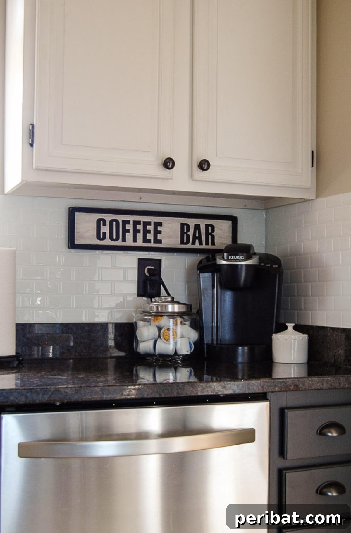 21 Homemade Coffee Nook Signs to Personalize Your Kitchen 5 Upcycled Trash To Treasure DIY Coffee Bar Sign, demonstrating creative reuse.
