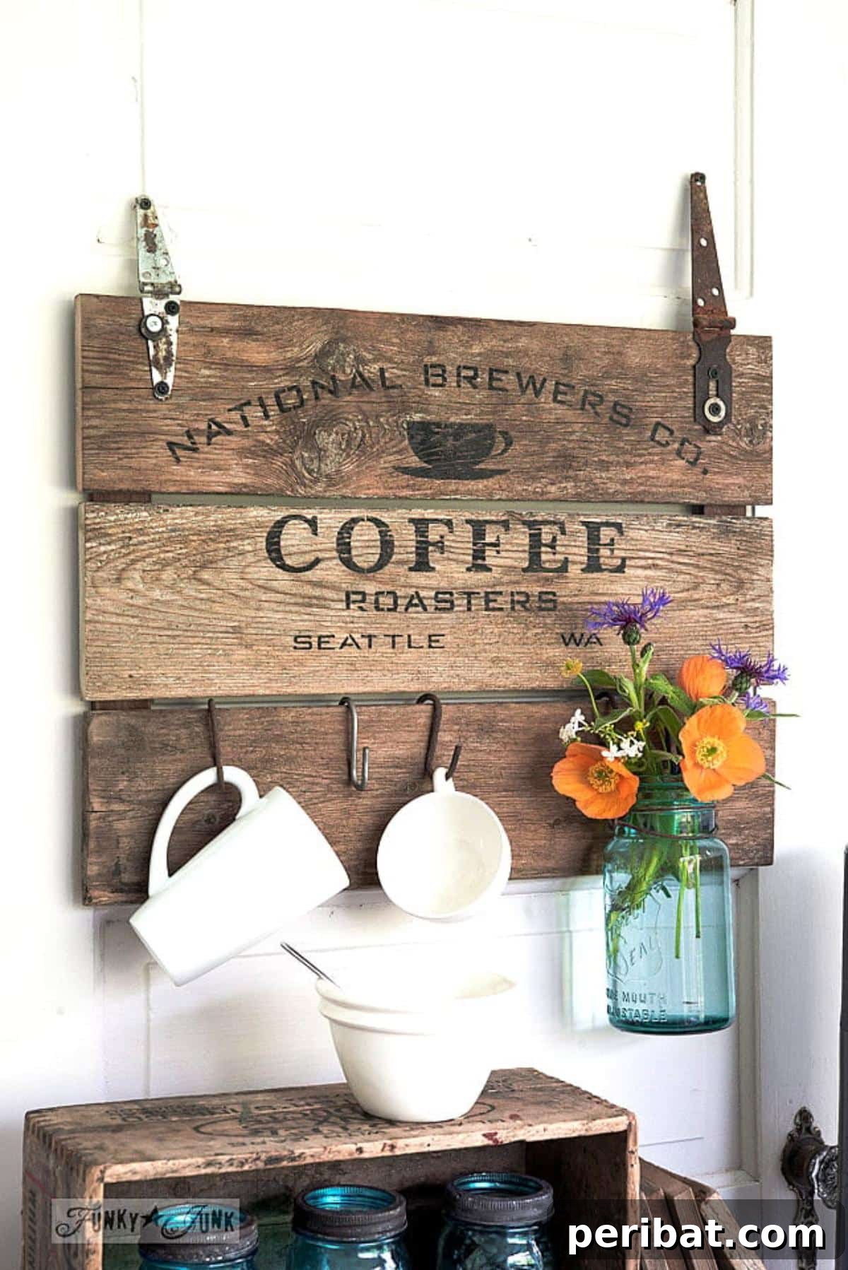 21 Homemade Coffee Nook Signs to Personalize Your Kitchen 6 DIY Reclaimed Wood Coffee Crate Lid Sign, featuring natural wood textures.
