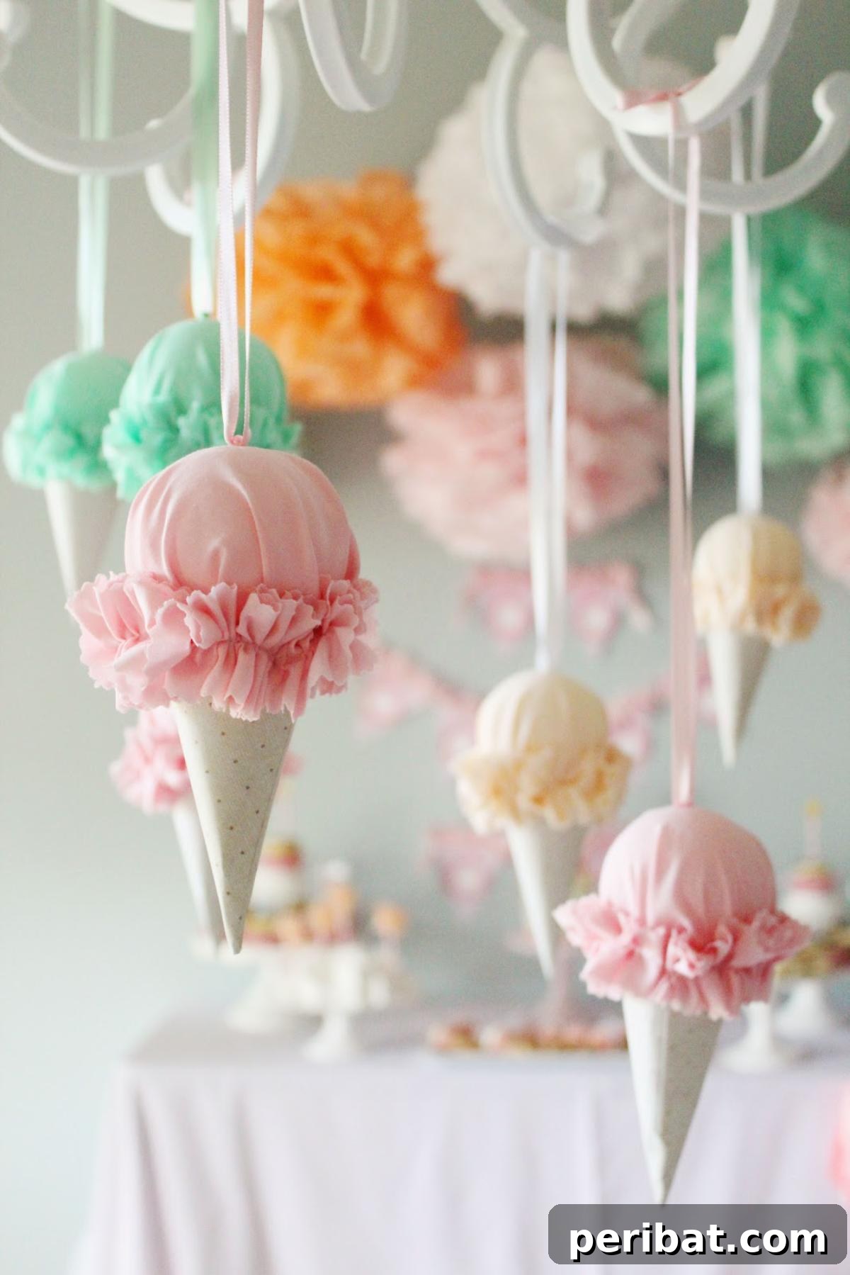 DIY Ruffled Ice Cream Cones Mobile