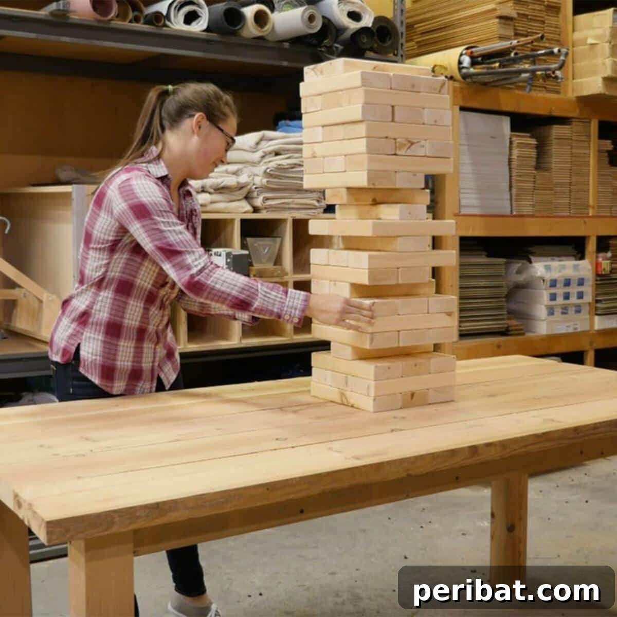 Create Your Own Giant Jenga: 20 DIY Blocks, Plans, and Exciting Game Ideas 9 A large-scale DIY Giant Backyard Wooden Puzzle Game, crafted from 2x4s, offering a unique twist on stacking games.