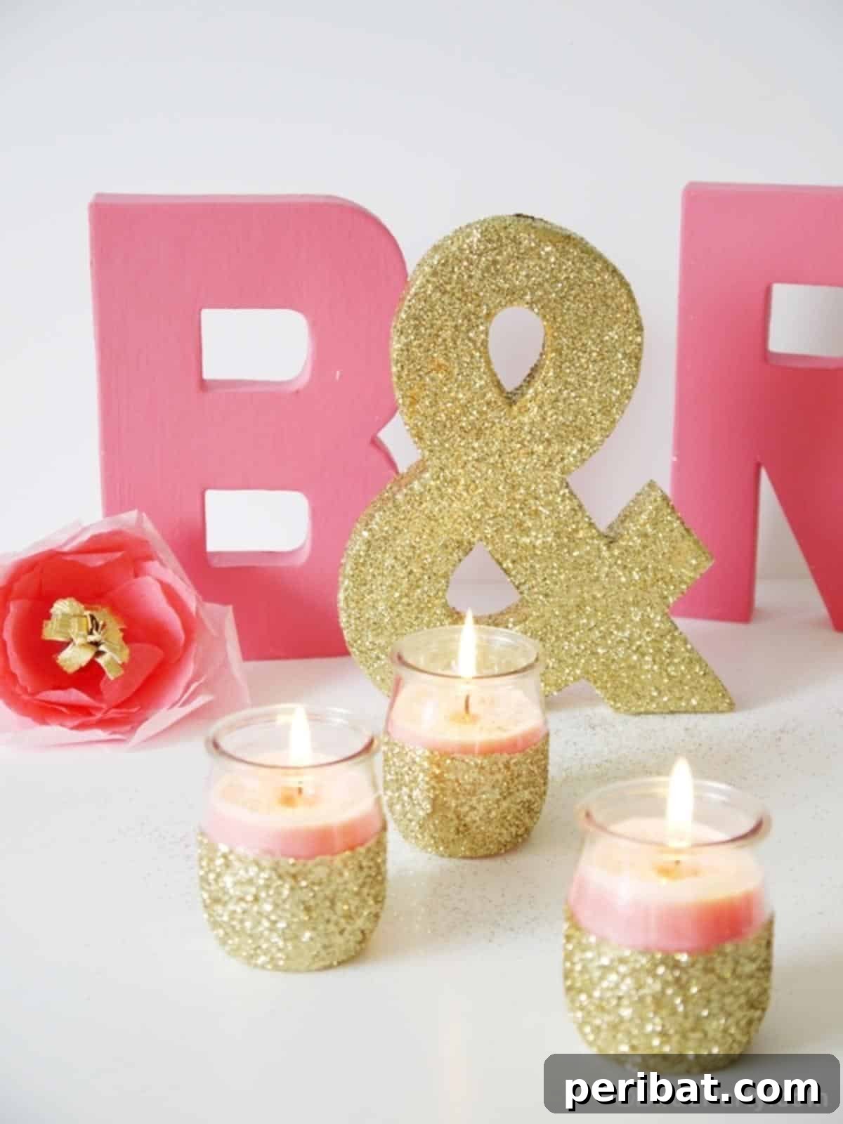 50 Creative DIY Candle Holders: Functional Art for Every Home 16 DIY Pink Candles and Glitter Candle Holders