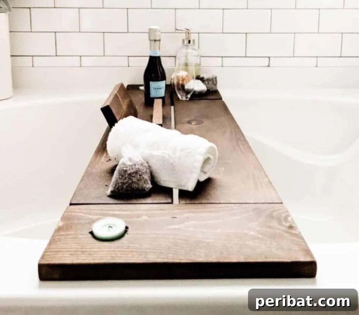 Crafted Bath Trays: Practical Elegance for Your Soak 22 DIY Luxury Wooden Bath Tray