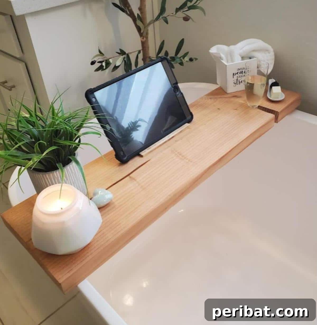 Crafted Bath Trays: Practical Elegance for Your Soak 26 DIY Bathtub Caddy Under $20