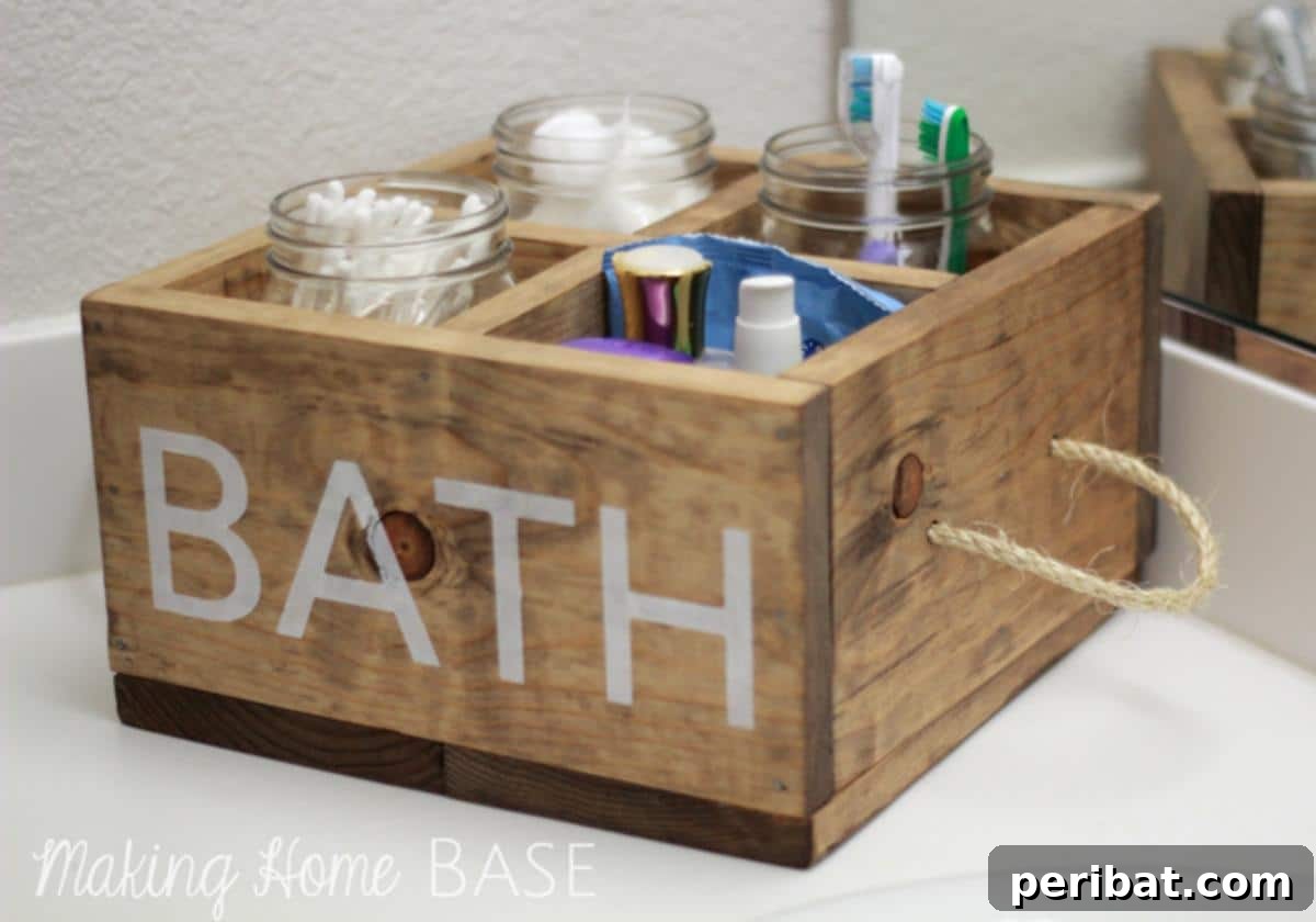 Crafted Bath Trays: Practical Elegance for Your Soak 33 DIY Wood Caddy With Rope Handles