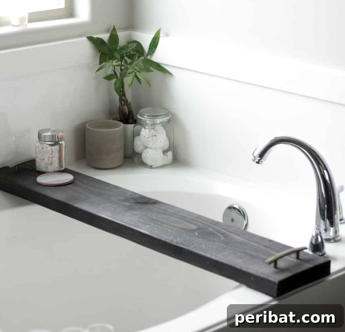 Crafted Bath Trays: Practical Elegance for Your Soak 34 DIY Stained Wood Bath Tray