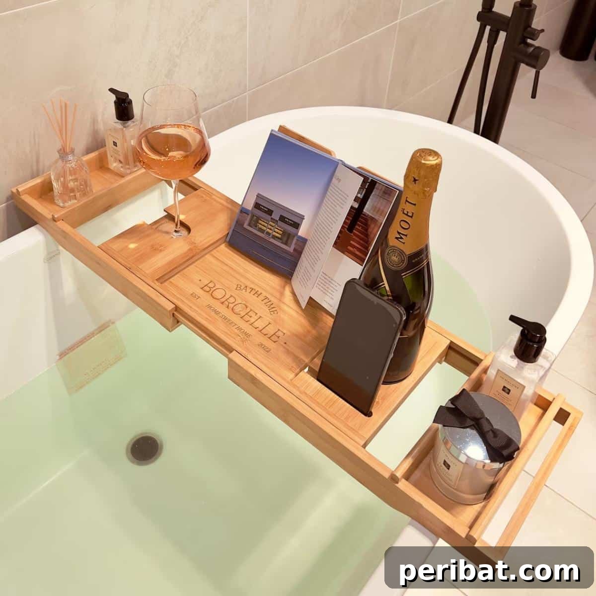 Crafted Bath Trays: Practical Elegance for Your Soak 35 Personalized bamboo Extendable Bath Caddy