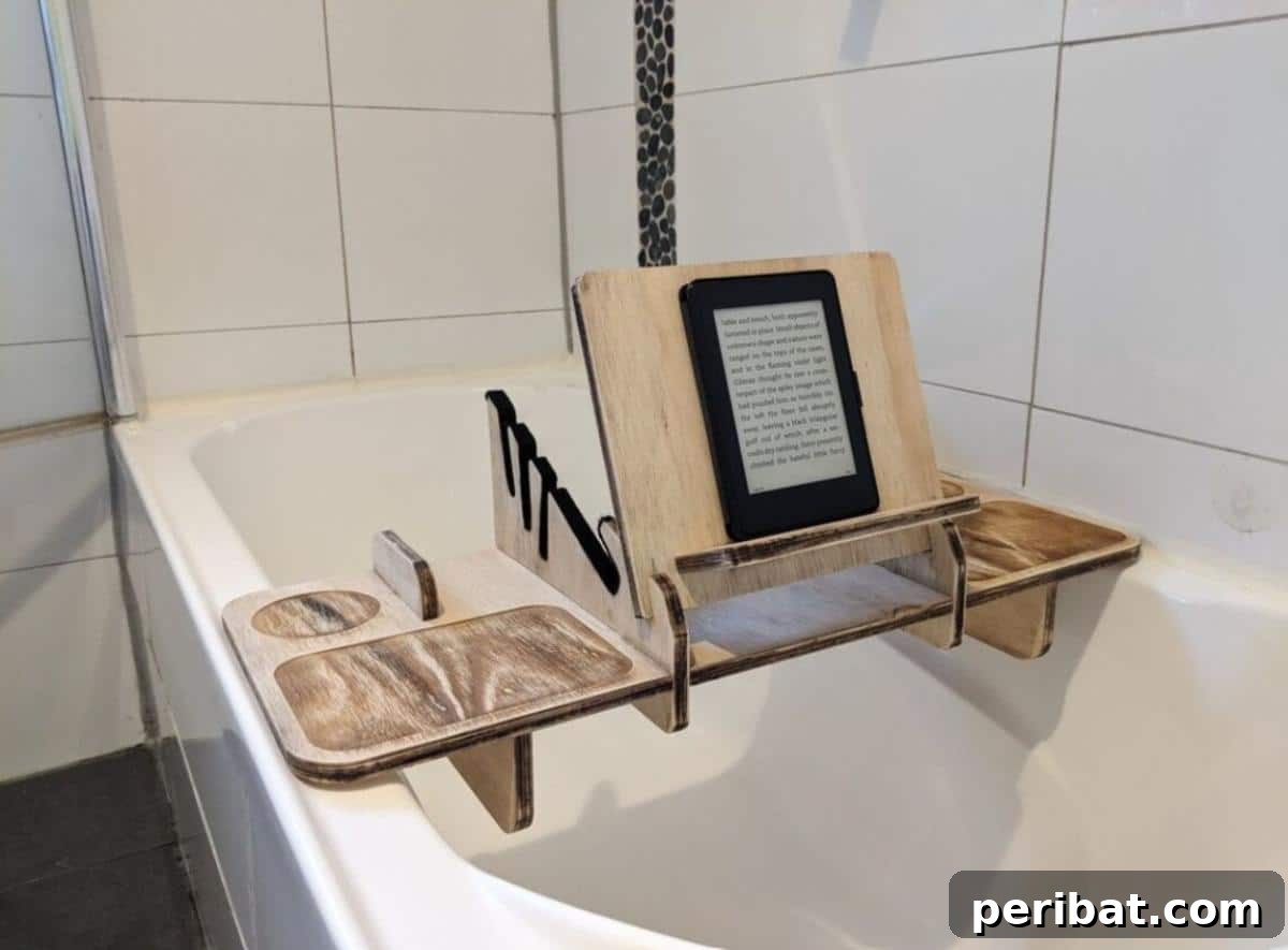 Crafted Bath Trays: Practical Elegance for Your Soak 36 Wooden Puzzle 3D Model Bath Caddy