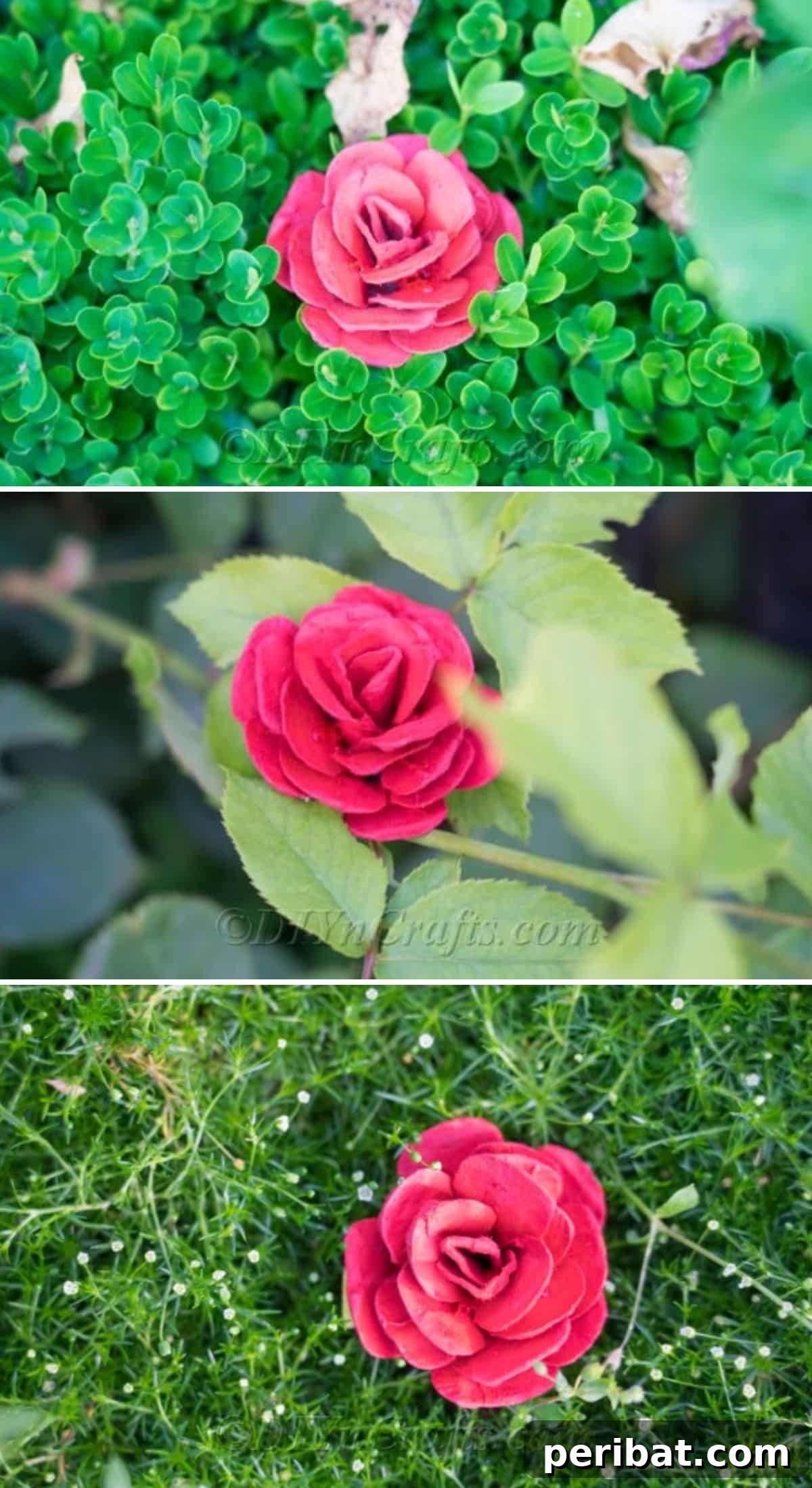35 Mind-Blowing Creations from Empty Egg Cartons 9 Two incredibly realistic pink roses, crafted with exquisite detail from egg cartons, featuring delicately painted petals and lifelike textures.