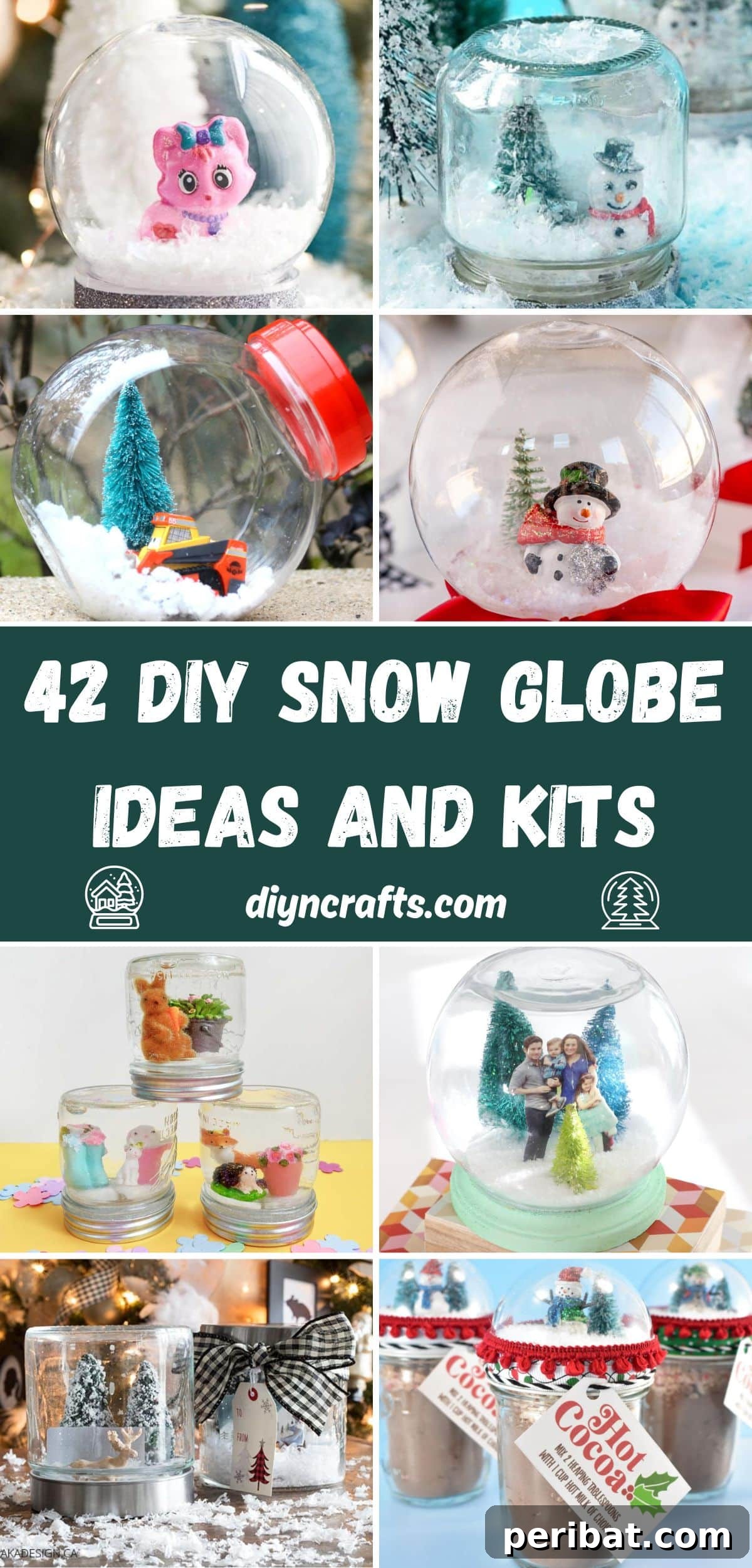 Craft Your Own Winter Wonderland: Snow Globe Projects & Kits 2 42 DIY Snow Globe Ideas and Kits collage.
