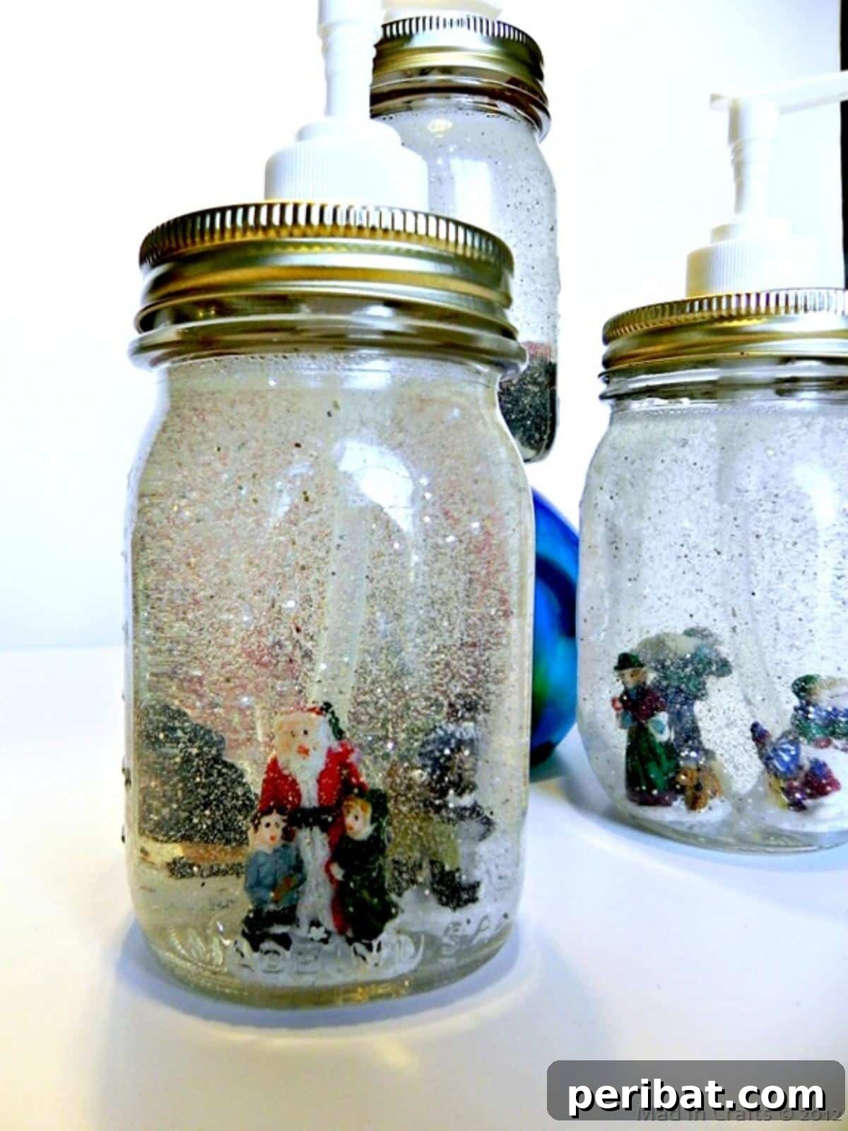 Craft Your Own Winter Wonderland: Snow Globe Projects & Kits 12 Dollar Store Mason Jar Snow Globe Soap Dispensers