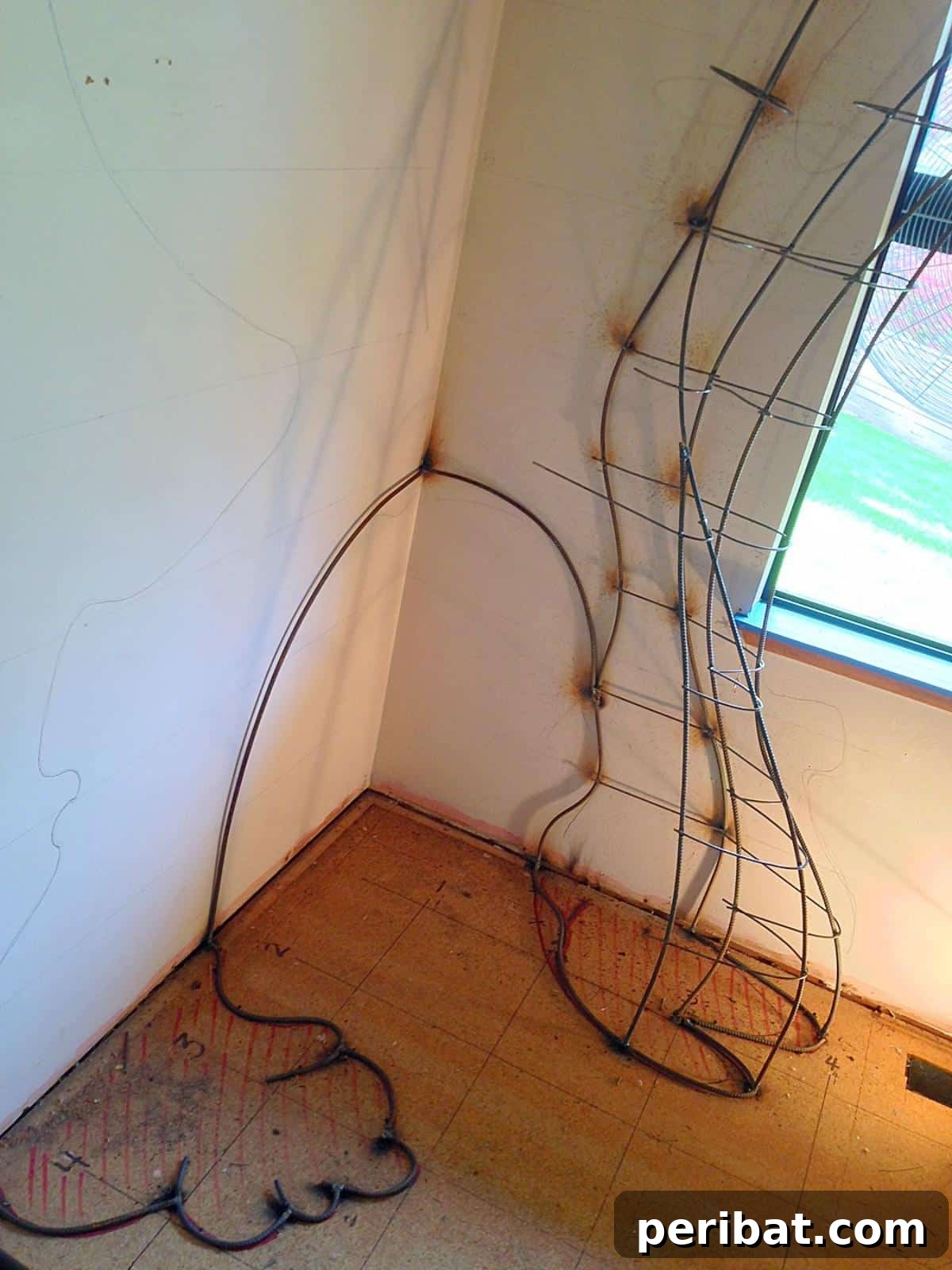Dad Builds a Magical Indoor Tree, Turning Daughter's Bedroom Into a Dreamland 14 Welding the rebar frame for a climbable bedroom tree